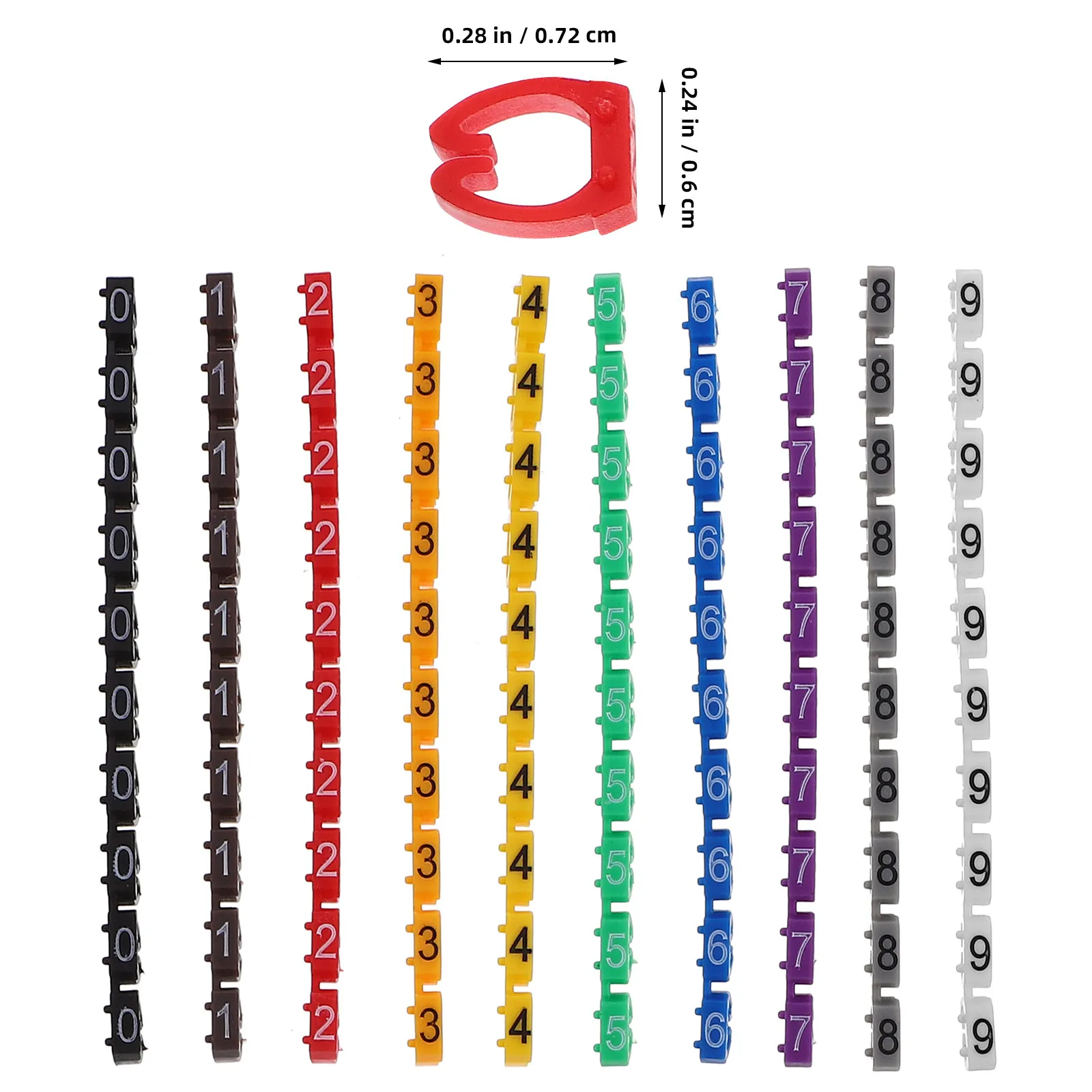 100Pcs Clip on Digital Number Cable Marker Tubes Multicolor Wire Labels for Electrical Wire Identifier Cord Tags