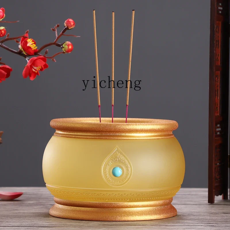 Glazed Buddha Utensils, Daquan Household Sandalwood Burner, Water Cup For Buddha, Vase For Fruit PlateL28