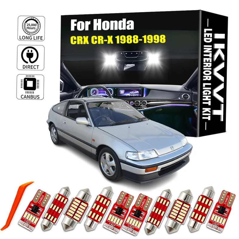 IKVVT Indoor Lamp For Honda CRX CR-X 1988-1992 1993 1994 1995 1996 1997 1998 Vehicle Bulbs LED Interior Map Dome Light Kit Canbu