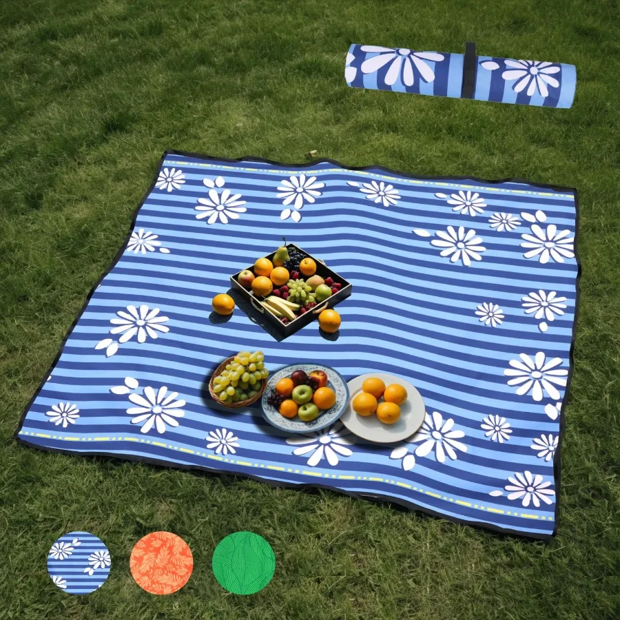 헤비듀티 480파운드 접이식 웨건 카트 (보너스 피크닉 매트 포함) 모든 지형 비치 휠, 음료 홀더, 브레이크, 캠핑용 사이드 포켓