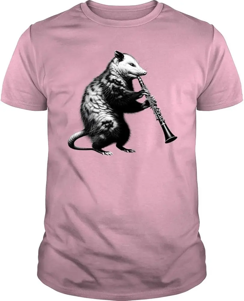 Vintage Possum Opossum Playing Clarinet Clarinetist Clarinet Player  Anime Graphic T-shirtsY2K tops Unisex Summer Short Sleeve