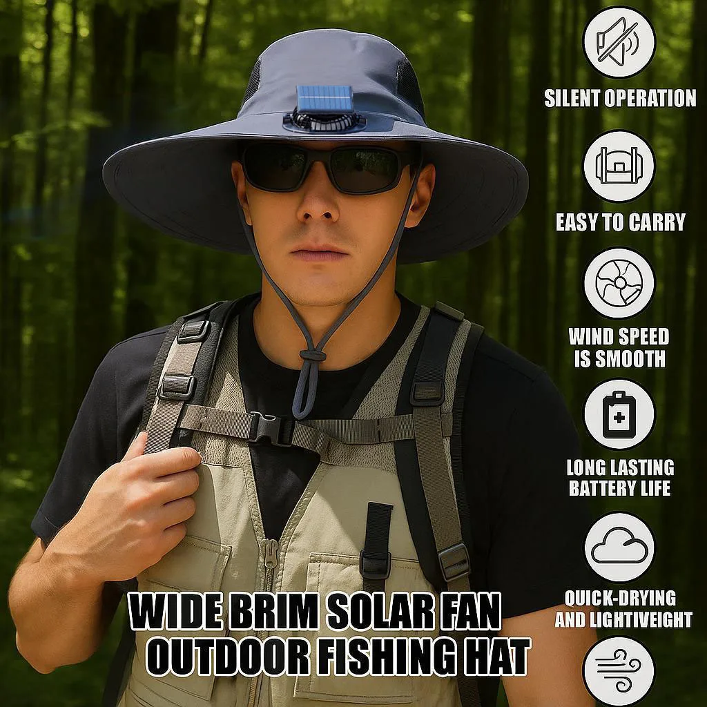 

Solar Fan Hat with Single USB Rechargeable Fans UPF50+ Sun Protection for Men Women Outdoor Fishing Hiking Gardening Travel