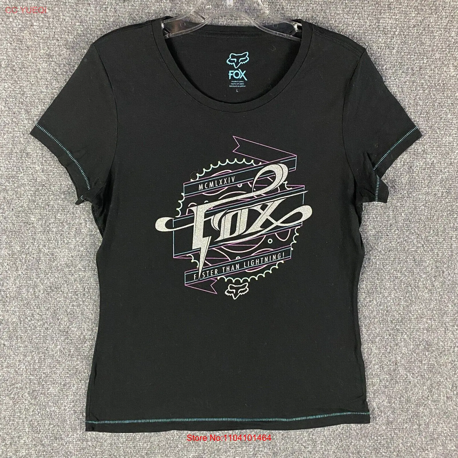 

Fox Top Women's Large Black Short Sleeve Casual Graphic Adults Shirt L
