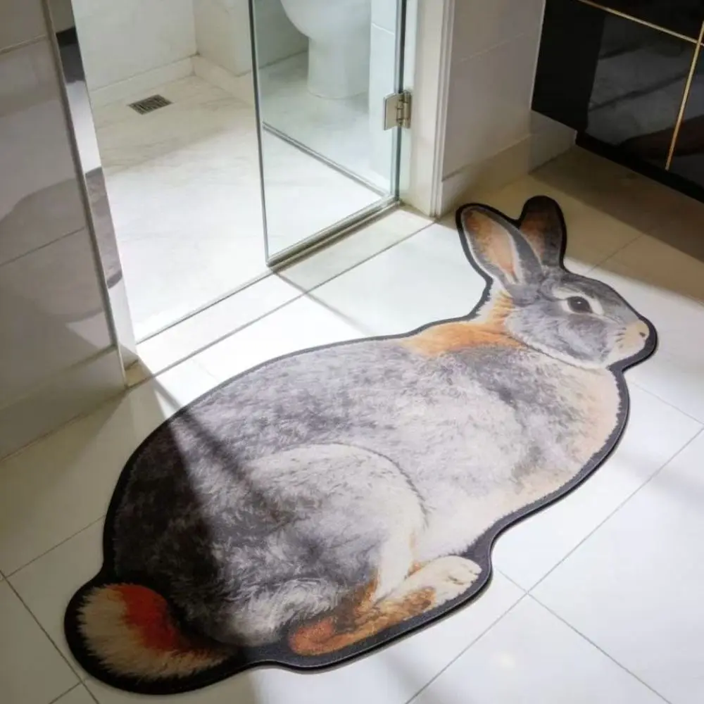 Soft 2D Rabbit-Shaped Area Rug Non-Slip Easy To Clean Home Decor Carpet Anti-fouling Cartoon Carpet Living Rooms