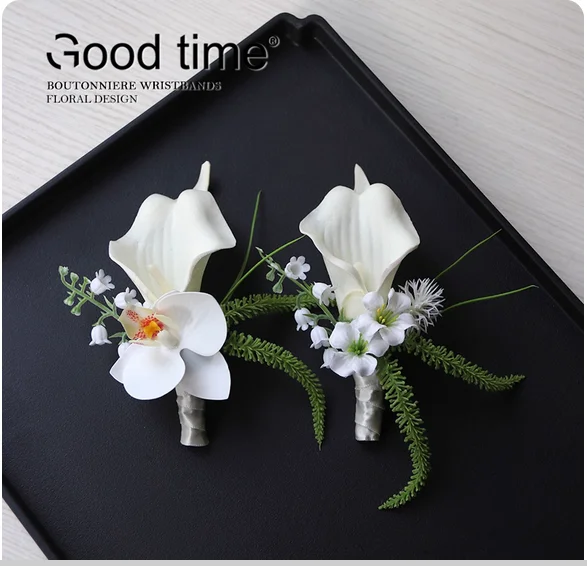 كبار الصدار زهرة المعصم زنبق الكالا زهرة اصطناعية العروس والعريس احتفال الزفاف التصوير دعوى طية صدر السترة الأرجواني و ث