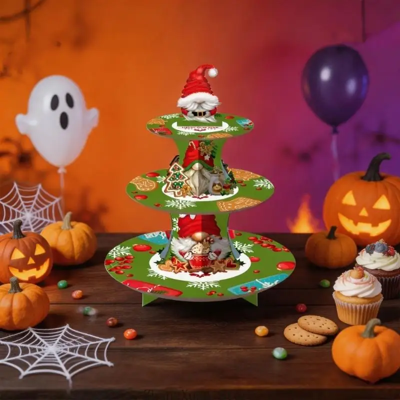Weihnachtsdessertständer mit Weihnachtscharakter-Kunst für süße Tische 3XUF – Detail 8