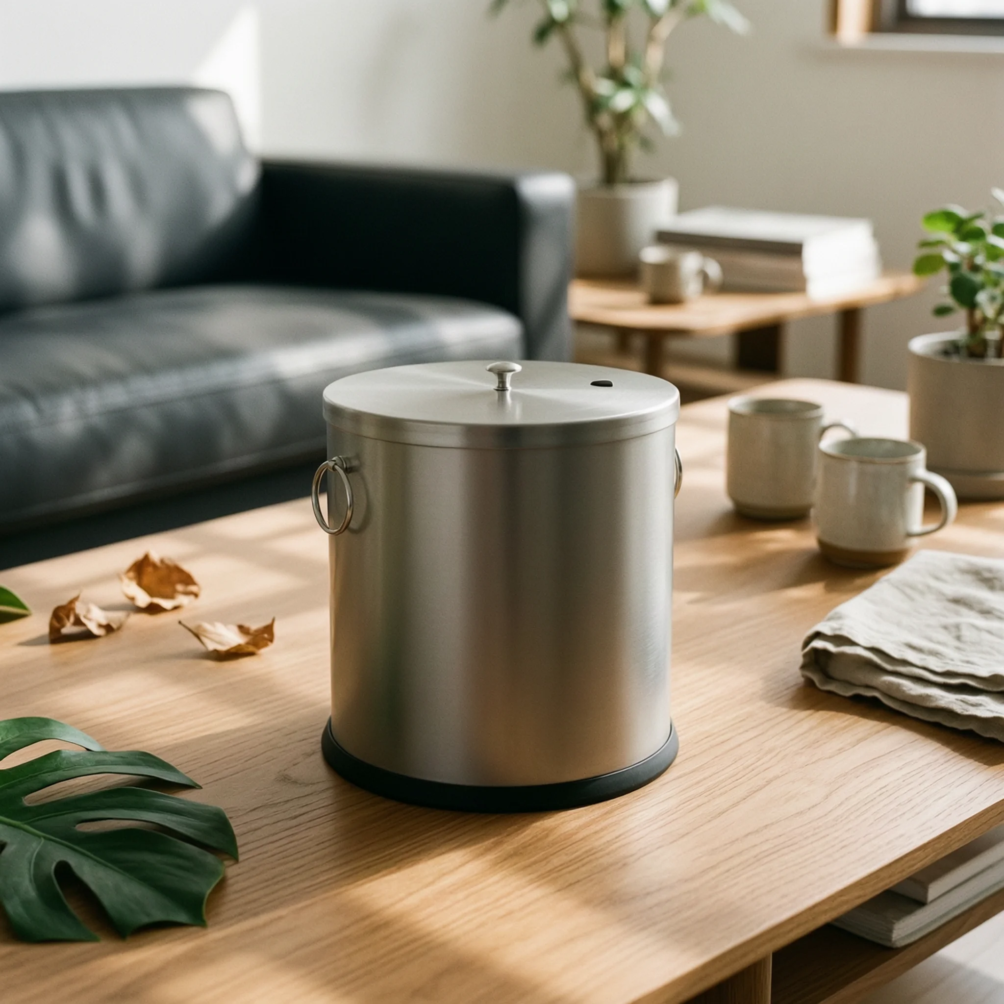 Cylindrical Stainless Steel Tea Bucket with Lid Round Waste and Wastewater Bucket for Gongfu Tea Sessions