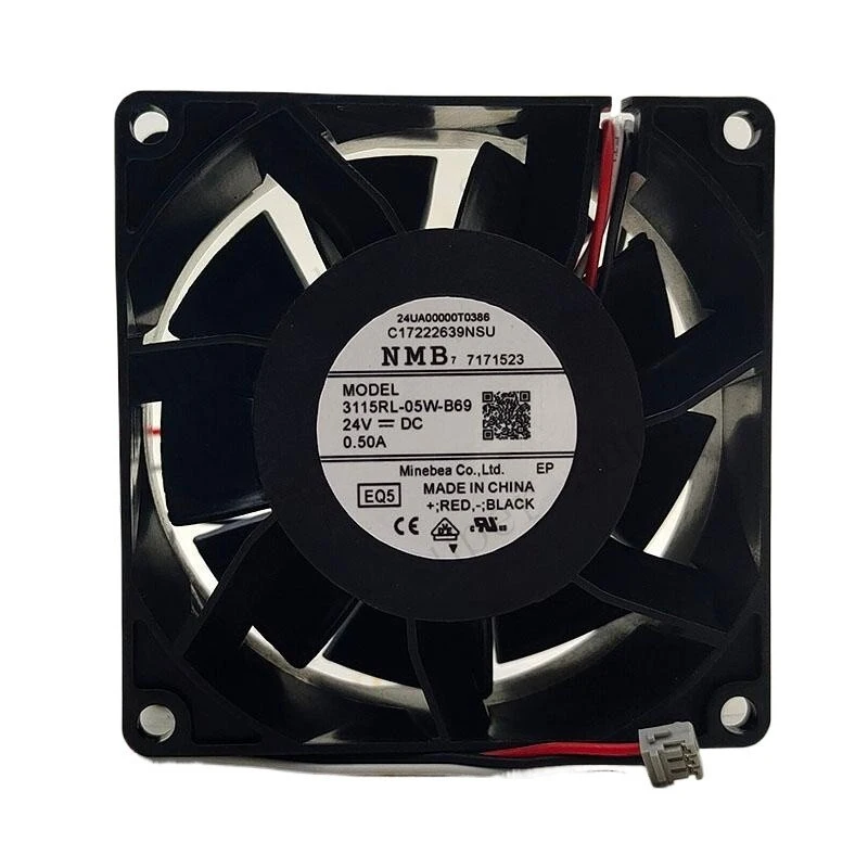 S+   NMB 3115RL-05W-B69 24V 0.50A 80mm Inverter Server Cooling Fan, 3-Wire Detection