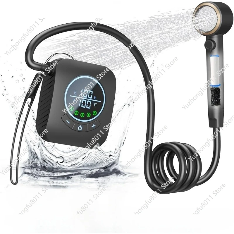 Portable Camping Shower 8000mAh Powerful Compact with 3 Adjustable Water Flow Modes for Outdoor Travel
