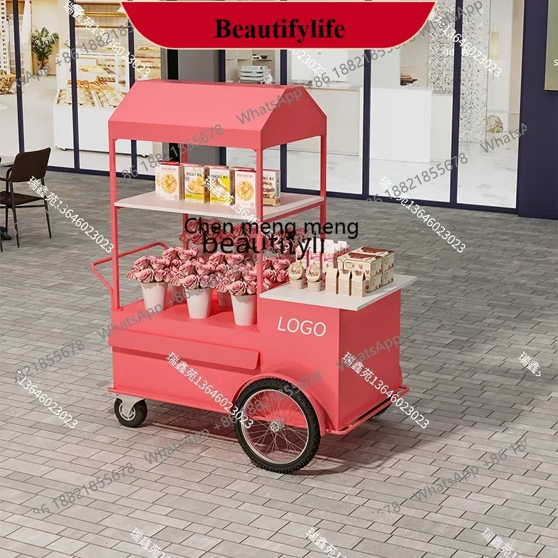

D178 Jewelry stall trolley movable tea booth, multi-layer coffee float beauty promotion car