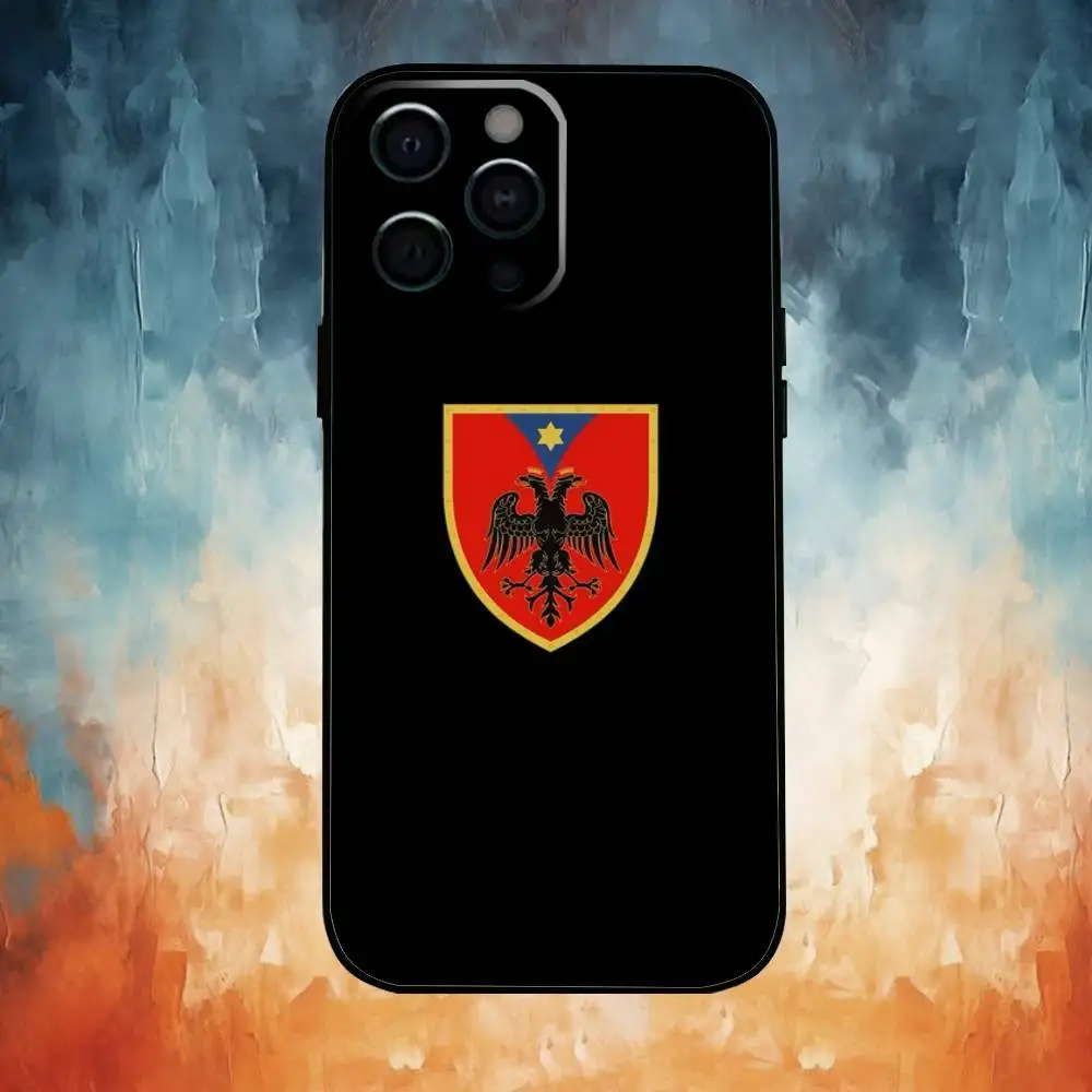 حافظة هاتف على شكل علم ألبانيا جواز سفر إيليريان إيجل لهاتف آيفون 17،16،15،14،13،12،11 بلس، برو ماكس غطاء أسود ناعم