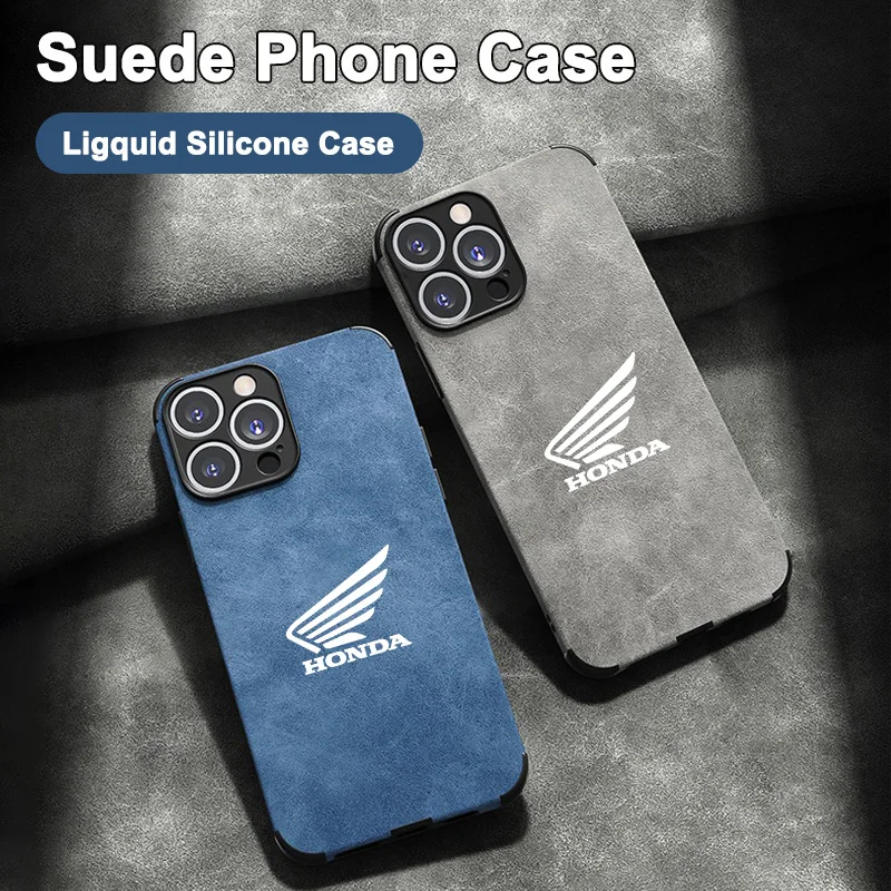 

Suede Motorcycle Emblems All-inclusive Phone Case For Honda for iPhone 16 15 13 14 11 12 Pro 12Mini 7 8 XR X XS 16Plus 15Pro MAX