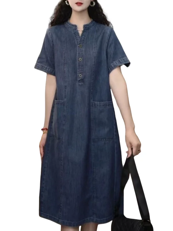 صيف 2025 المرأة Faionable خمر الدنيم الدكتور فضفاض التخسيس اللحوم تغطي منتصف طول مستقيم تنورة أنبوبية تخفيف غير رسمي