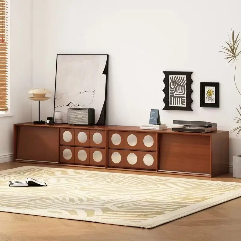 Solid wood combination TV cabinet,retro storage cabinet,locker integrated French floor-to-ceiling TV cabinet,medieval card door