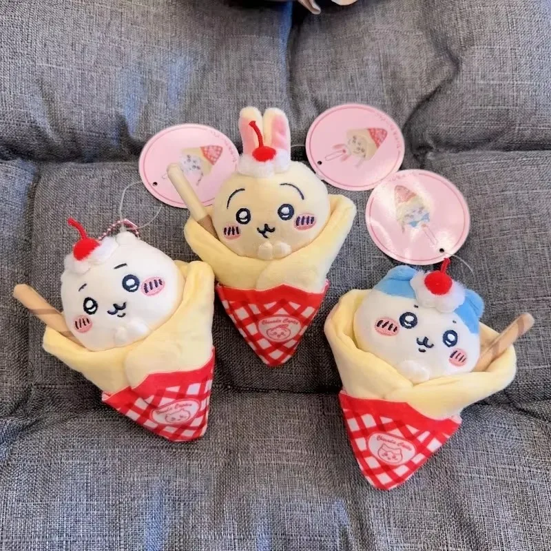 Anime kawaii chiikawa crepe loteria hachiware sorvete crosta saco pingente boneca novo usagi cone brinquedo de pelúcia chaveiro decoração presente