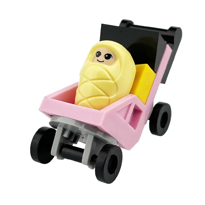 MOC Bricks Baby bed Baby car building Block Infant Carriage DIY Children Gifts Bottle Babies toys birthday present