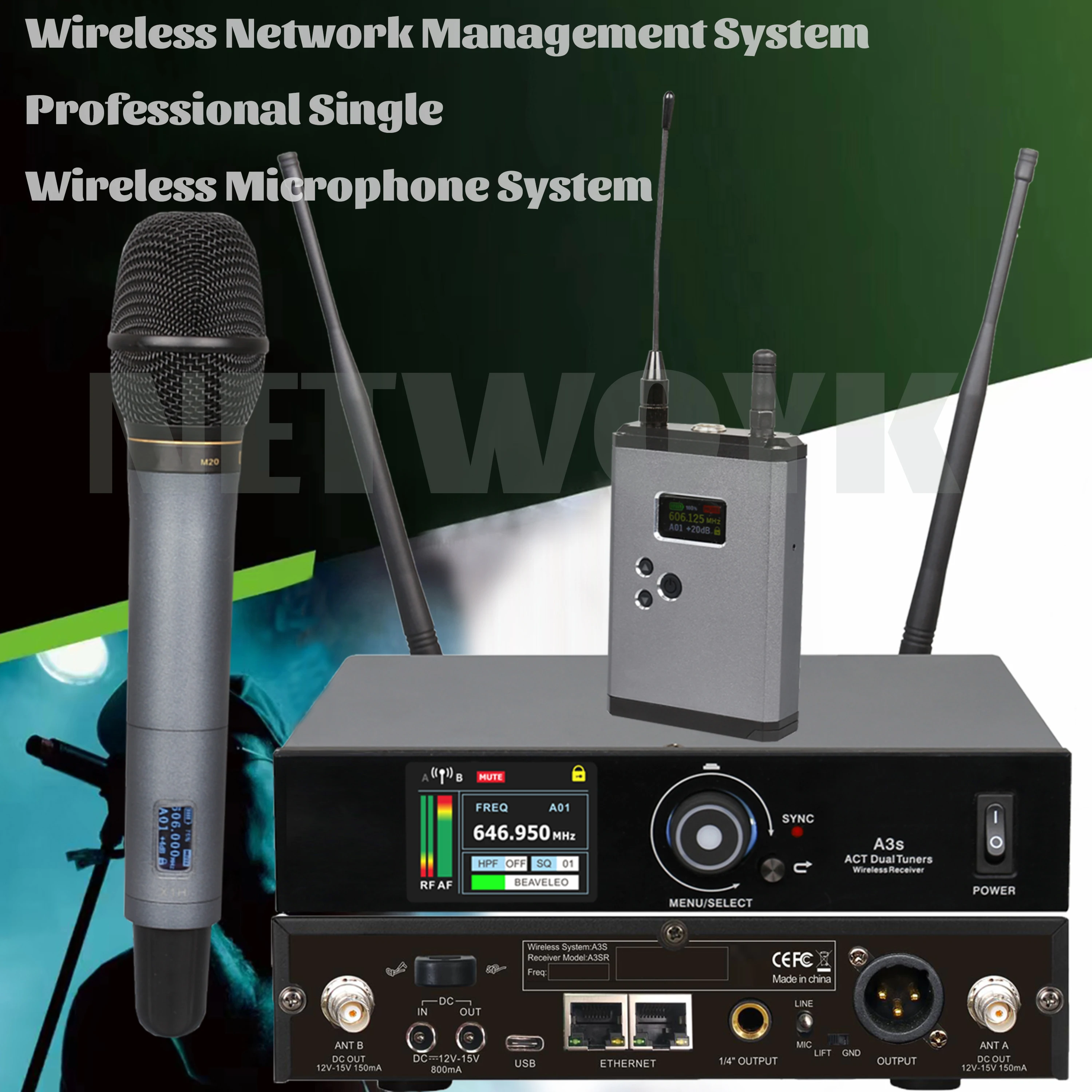 

Цифровой беспроводной микрофон SDR A3S, конденсаторный одноканальный сценический микрофон, совместимый с системой управления сетью Dante