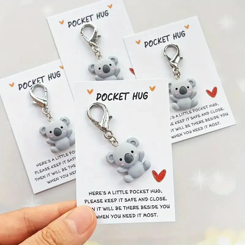 1pcs Koala Pocket Hug Keychain Pendant, Resin & Paper, Love & Care  Toy , Universal Occasion Gift, with No Feathers, Non-Electri