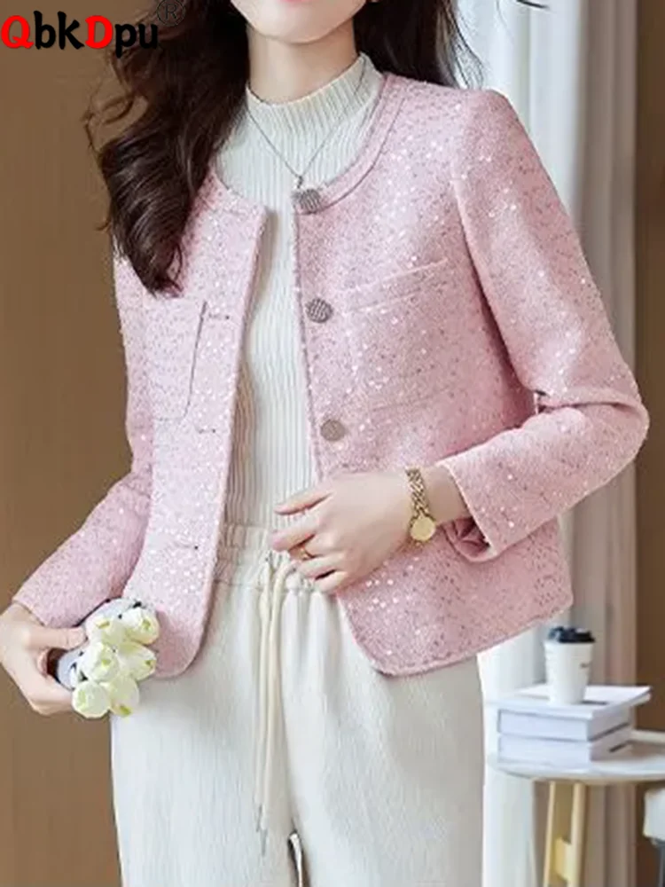 

Fall Winter New O-neck Outerwears Korean Fashion Single Breasted Solid Jackets Tops Women Casual Long Sleeve Chaquetas Blusas