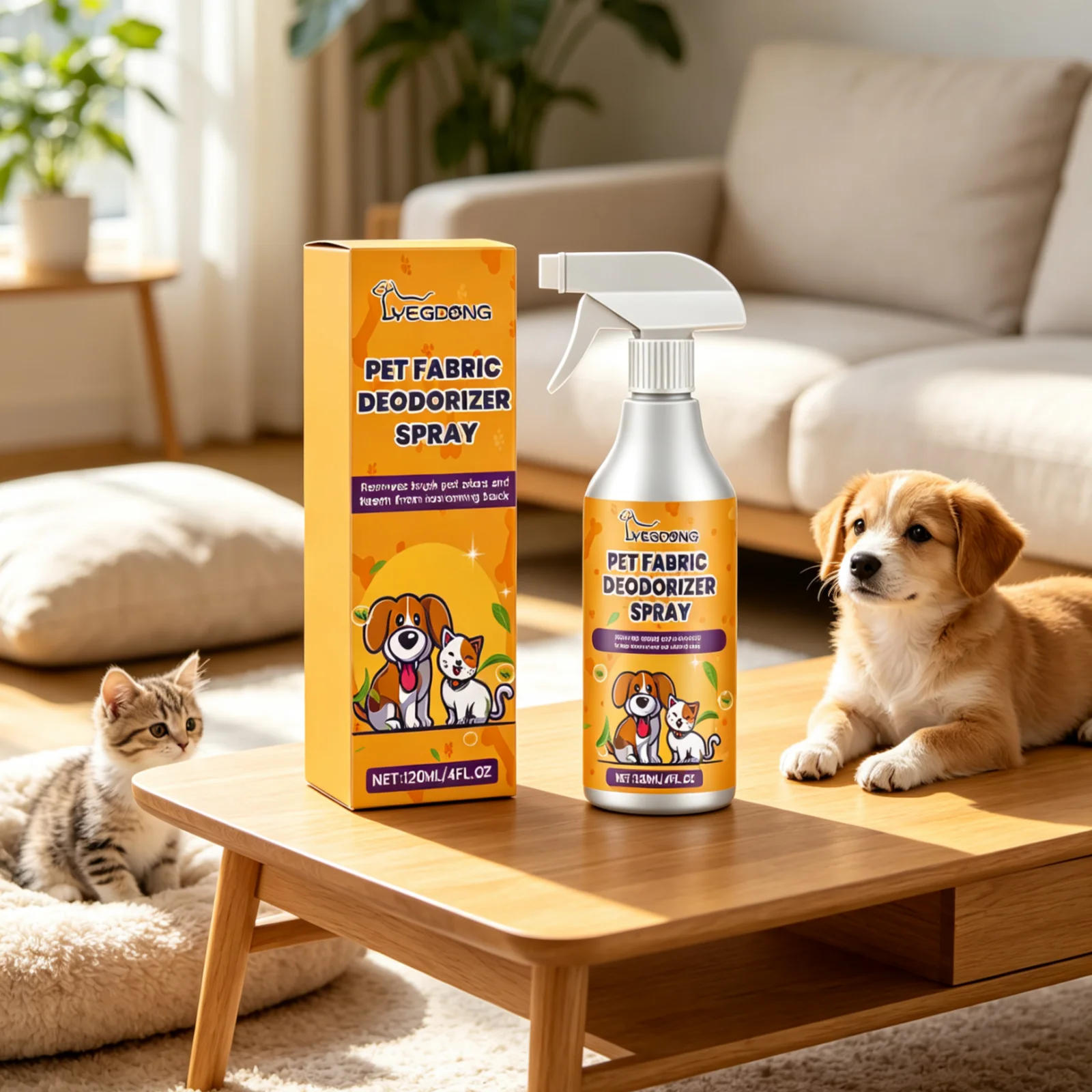 YEGBONG Pet Deodorizer Spray Neutralizing Odors Long Lasting Fresh Scent Non Irritating Gentle Pet Odor Eliminator Spray 120ml ﻿