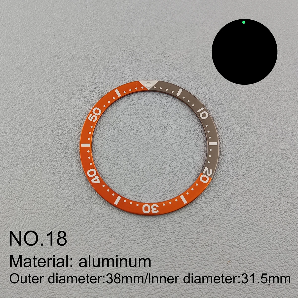 Inserto per lunetta in alluminio piatto da 38mm * 31.5mm sostituisci gli accessori sostitutivi inserto per orologio parti luminose dell'orologio