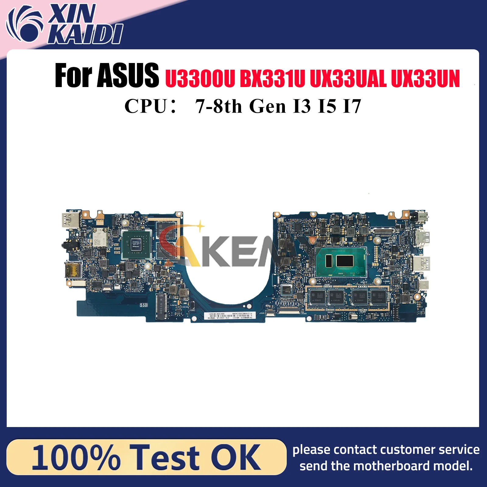 

UX331UN Материнская плата для ноутбука ASUS ZenBook UX33UAL UX331 U3300U BX331U UX33UN Материнская плата с процессором I3 I5 I7 100% тест ОК быстрая доставка