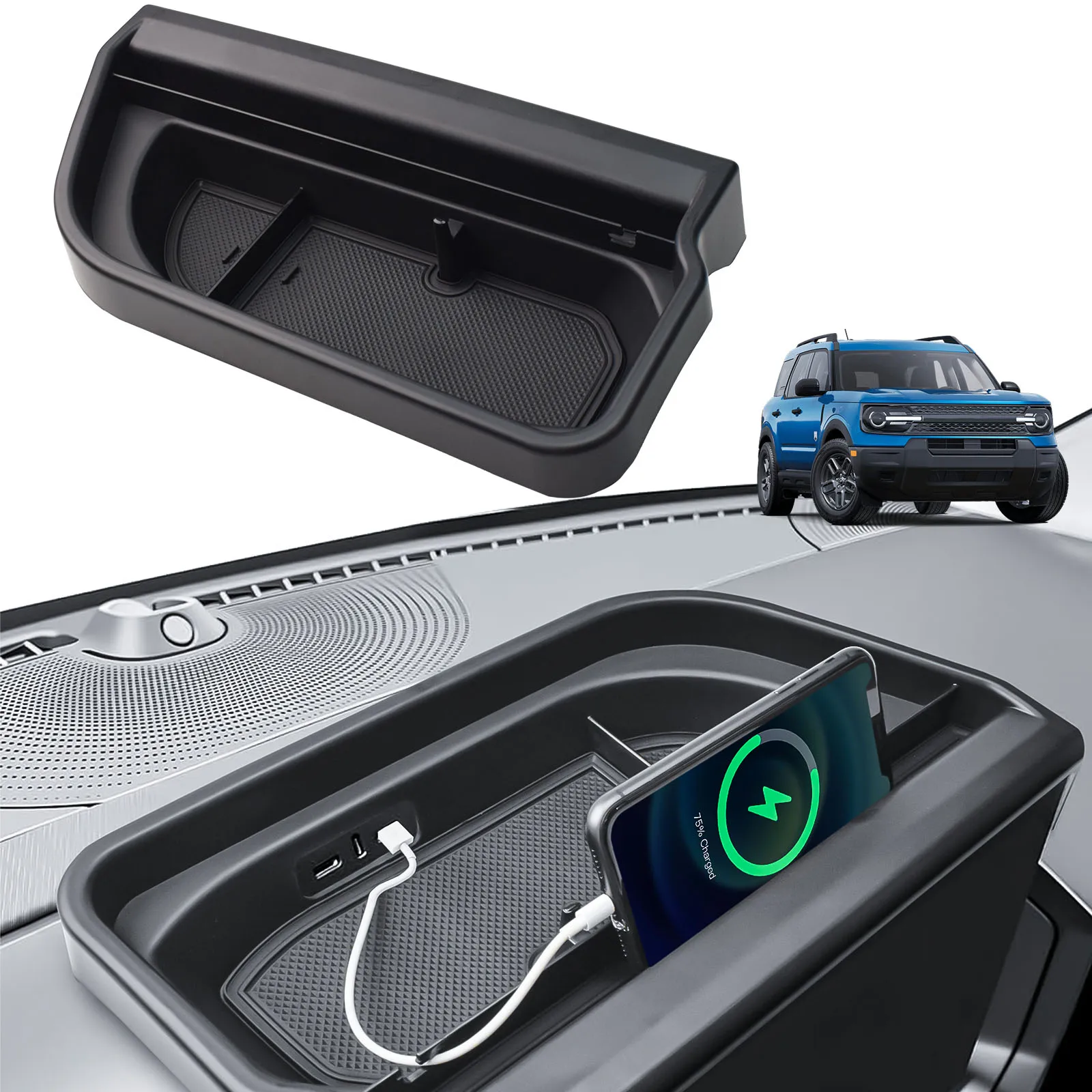 

Для 2024 Bronco Sport Dash Console Organizer Ящик для хранения приборной панели с лотком для экрана для Ford Bronco Sport Car Akcesoria 2025 года