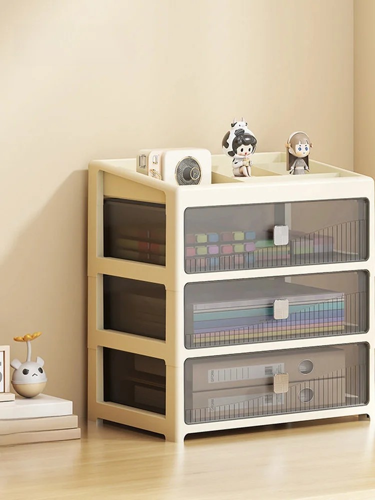 

Desktop Organizer Drawer Style Storage Box Work Station Desk Supplies Cosmetic Storage Cabinet Rectangular Shape PP Material