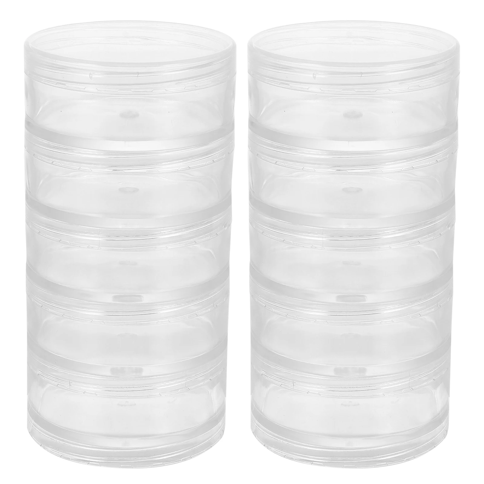 2 Sets 5 Piece Transparent Round Bead Jewelry Components Storage Boxes High Quality Durable Eco Friendly Jewelry ganizing Box