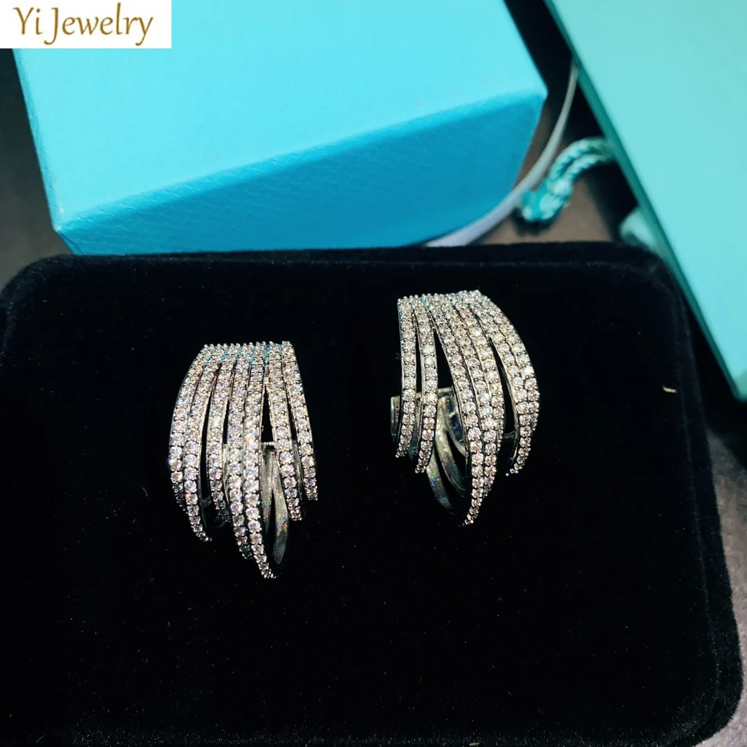 

silver gold color earrings for women sparkly jewelry elegant lady stud earrings zirconia