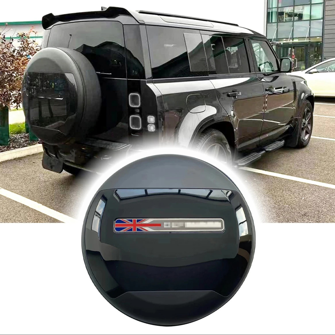 Santorini Black Series Spare Tire Cover fits for Land Rover Defender 110 90 130 2020-2024 ABS Spare Tyre Wheel Cover Protector