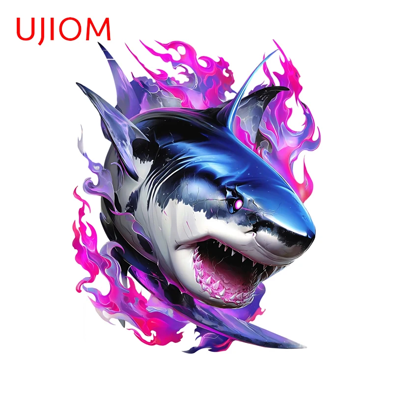UJIOM Cool Shark Artistic Wall Stickers Personal Cyber Style Surfboard Decal Interesting Colorful Kitchen Cupboard Decoration