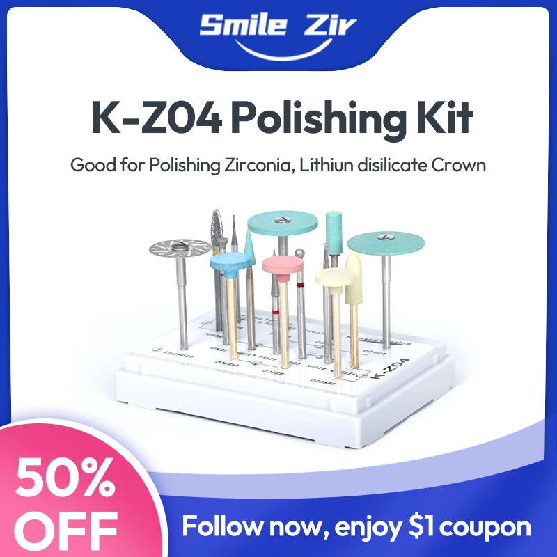 

Dental Grinding Polisher Burs Dental Lab Zirconia Lithium Disilicate Glass Ceramic PMMA Crown Denture Polishing Finishing Kits