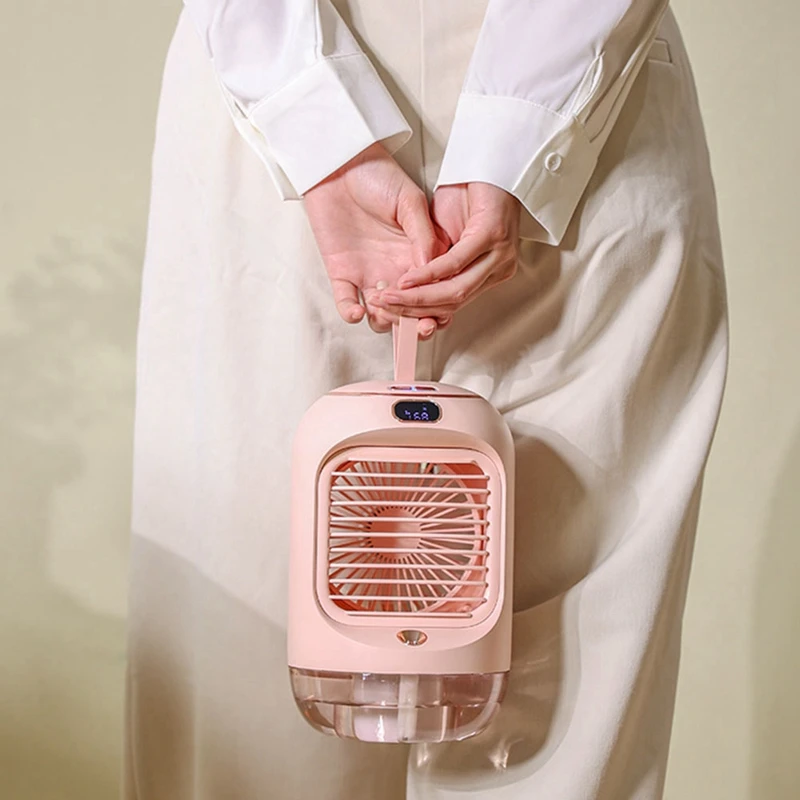 1 PCS Electric Fan Rechargeable Portable Desktop Silent USB Cooling Mini Portable Fan Air Conditioners Home Humidifier ,Green