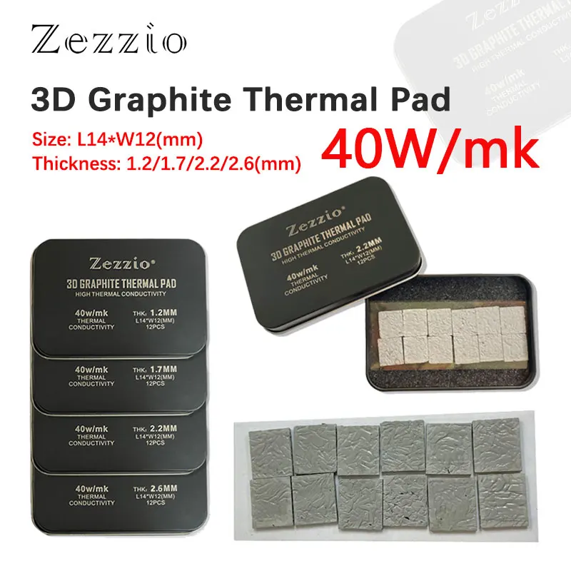 Zezzio 3D Graphite Thermische Pad 40 W/m. K 3090/3080 Memory Koelpasta Pad Geïntegreerde Circuit Gddr 6X Vram Grafeen Cooling