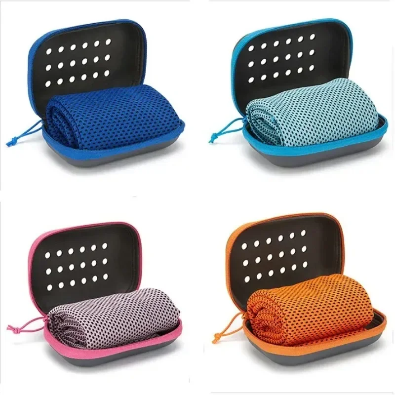 Portable Mini Silica Gel Set Cold Towel Polyester Fiber Outdoor Cooling Towel Fitness Sports Gym Running Quick Dry Cool Towel