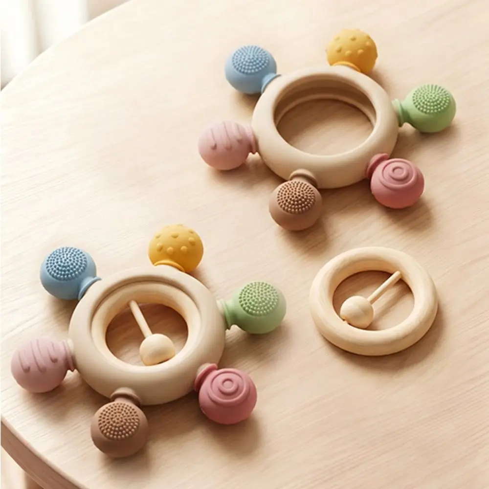 Portable Wooden Ring Teething Easy To Clean BPA Free Gums Soothers Soothing Sore Gums Relief Design Sensory Infant Soothing