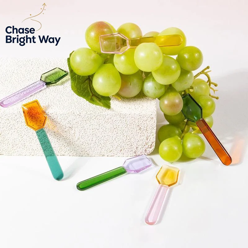 Heat Cold Proof Glass Dessert Spoon Cute INS Style Colorful Short Handle for Kids Ice Cream Snack Gift