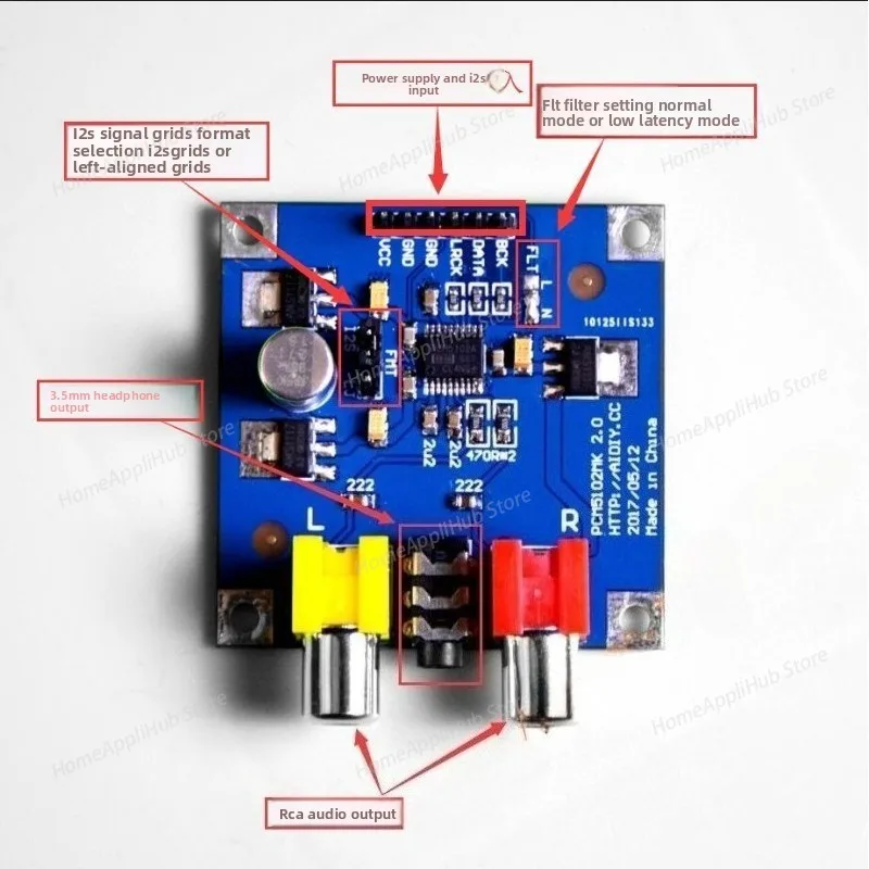PCM5102/PCM5102A DAC Decoder I2S Input 32bit 384K with 3.5 Headphone Output