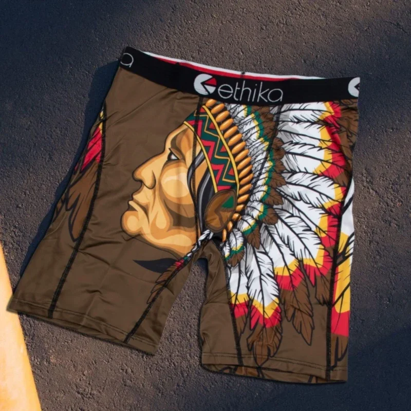 

ETHIKA Мужское нижнее белье Нейлоновые дышащие сетчатые мужские трусы с промежностью Мужские трусы размера плюс 3XL Мужские боксеры с принтом Мужские боксеры