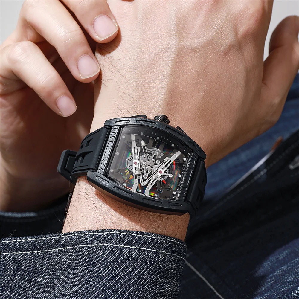 メンズ トノー型 スケルトン クォーツ腕時計 玉虫色の夜光文 - Luxury Watch Jacob And Co のレビューと価格