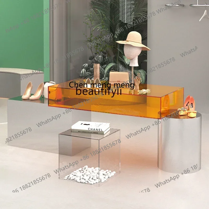 D178  Clothing store Nakajima water table Stainless steel brushed acrylic display table Display table