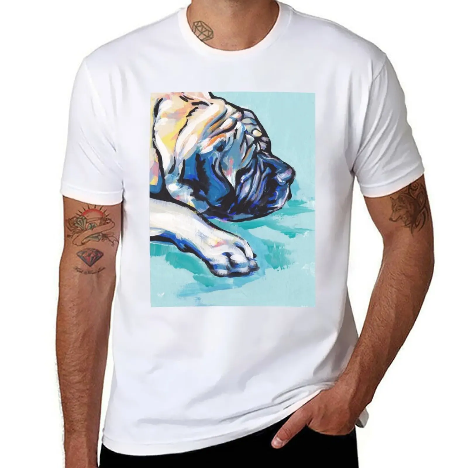 

English Mastiff Bright colorful pop dog art T-Shirt t shirt man designer t shirts designer man t shirt heavy cotton T-shirt