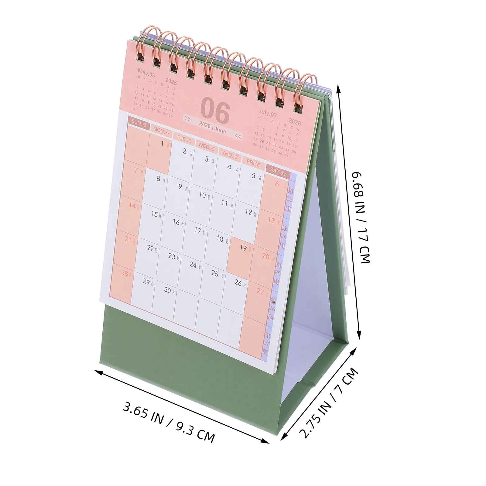 2026 Desk Calendar Foldable Stand Minimalist Green Compact Planner for Daily Use Office Home Monthly Planner Desktop