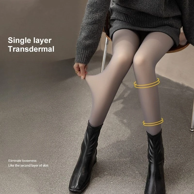 ถุงน่องผู้หญิง 85 กรัม น้ำหนักเบา แบบชิ้นเดียว โปร่งแสง ไม่มีขนแกะ ถุงน่องสีนู้ดดำ เอวสูง สำหรับฤดูเปลี่ยน