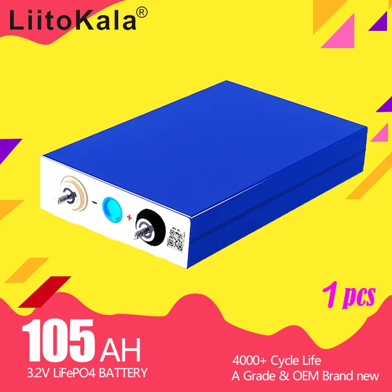 

1PCS LiitoKala GRADE A 3.2V 90Ah 100Ah 105Ah lifepo4 battery 12V 24V 86Ah Electric RV Golf car outdoor solar energy Rechargeable