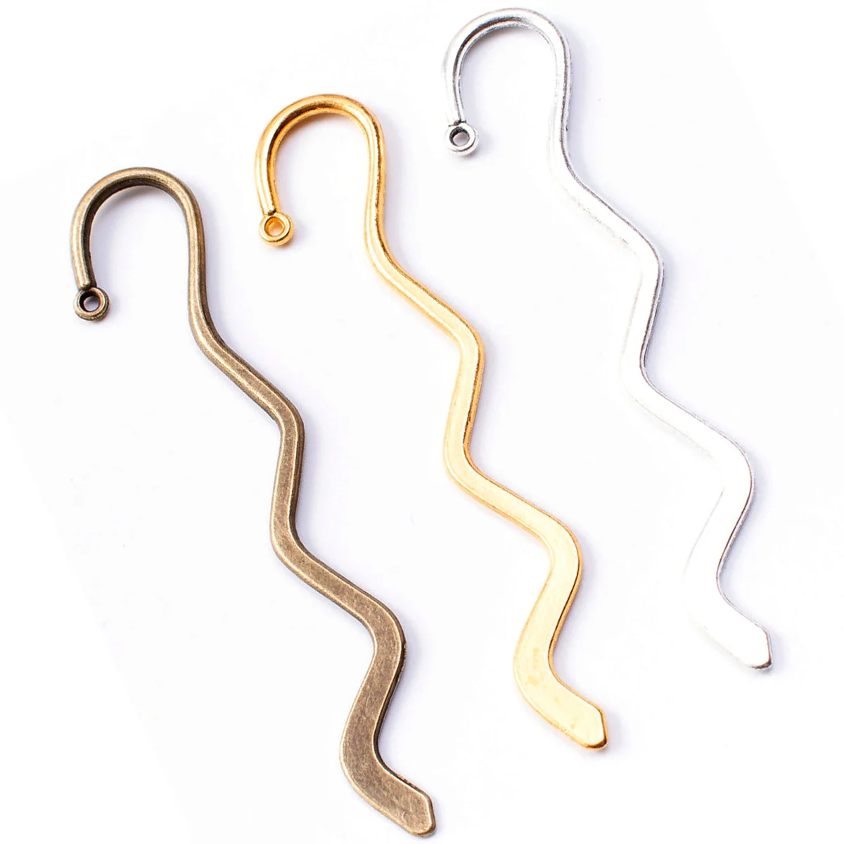 

Bookmarks With Loop Wave Bend Metal Gold Silver Bronze Colors DIY 84mm