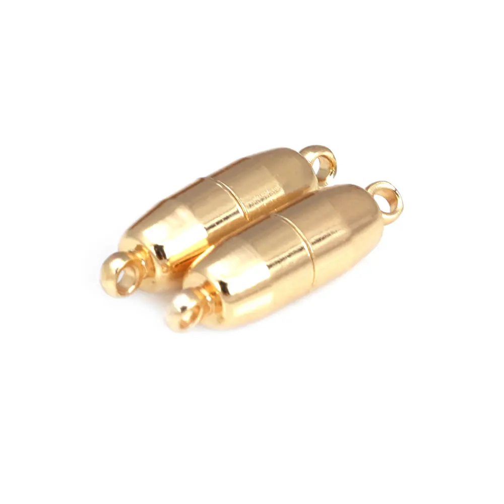 18K Gold Color Brass Round Cylinder Heart Magnetic Necklace Bracelets Connect Clasps Diy Jewelry Making Findings Accessories