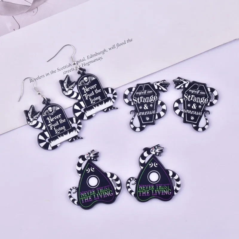 10 teile/paket Halloween schwarze Schlange Grab Acryl Charms für Ohrring Halskette Schmuck DIY machen