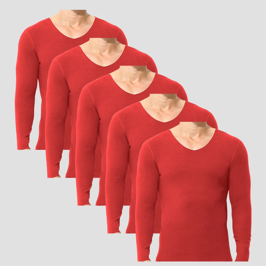 5PCS A seamless, warm men's long-sleeved, fleece and thickened one-piece woolen thermal jacket for autumn and winter